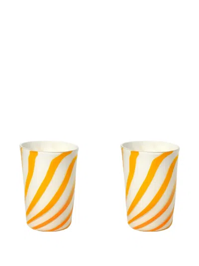 Bitossi Home Striped Glass Set (two-person Setting) In Yellow