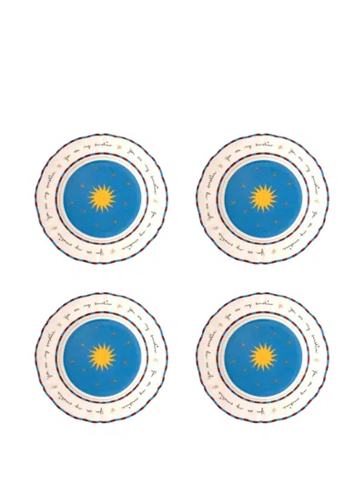 Bitossi Home Sun Fruit Plates (set Of Four) In Blue