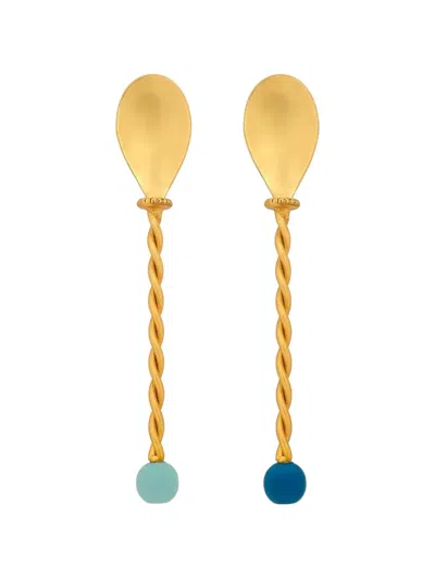 Bitossi Home Torchon Cocktail Spoons Set (set Of Two) In Gold