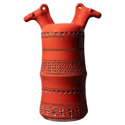 Pre-owned Bitossi Horse Figures Orange Vase By Aldo Londi