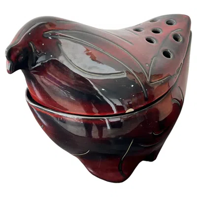 Pre-owned Bitossi Italian  For Raymor Vase, Dark Red With Black Shade Glazed Ceramic, 1960s