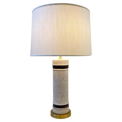 Pre-owned Bitossi Italian Ceramic And Brass Table Lamp By  In Sand