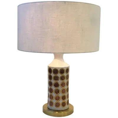 Pre-owned Bitossi Italian Ceramic And Brass Table Lamp By  In Sand