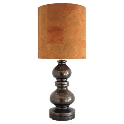 Pre-owned Bitossi Italian Ceramic Table Lamp By Aldo Londi With Cork Lampshade, 1960 In Brown