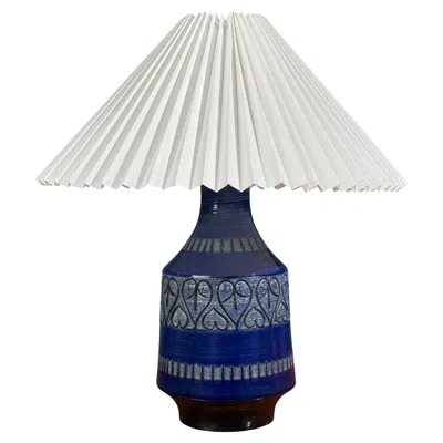 Pre-owned Bitossi Italian Modern, Table Lamp, Cobalt Blue Ceramic, Italy, 1960s
