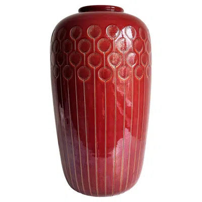 Pre-owned Bitossi Italian Rust Red Ceramic Floor Vase By Flavia/, 1970s