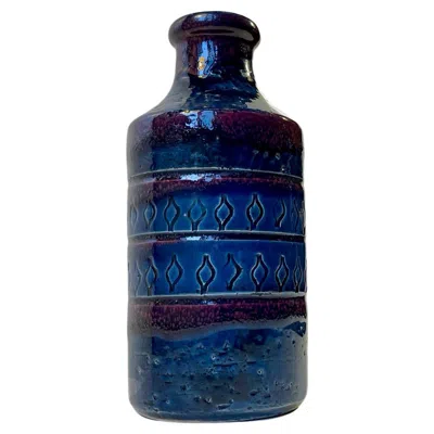 Pre-owned Bitossi Italian Stoneware Vase In Blue And Purple Glaze From , 1960s