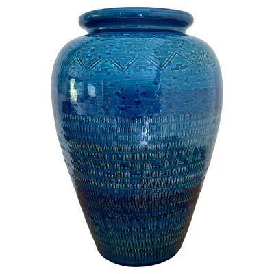 Pre-owned Bitossi Large  Vase By Aldo Londi, Rimini Blu, Italy 1960s In Blue