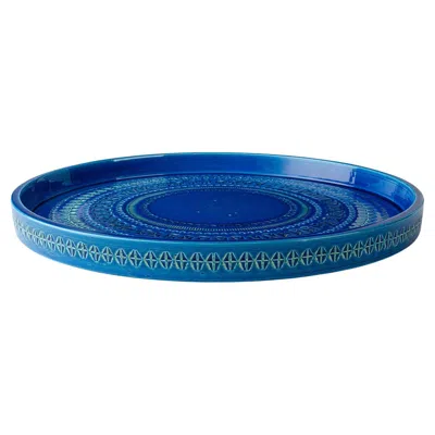 Pre-owned Bitossi Large Blue Decorative Plate By Aldo Londi