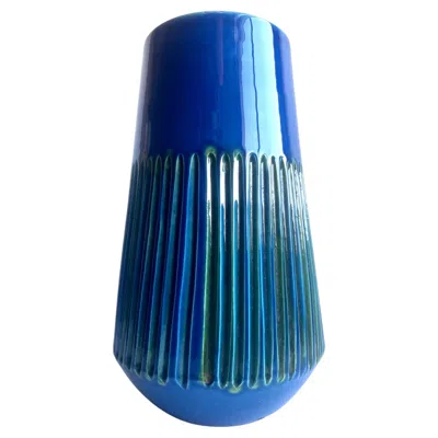 Pre-owned Bitossi Large Glazed Mid-century Vase, Italy, Circa 1960 In Blue