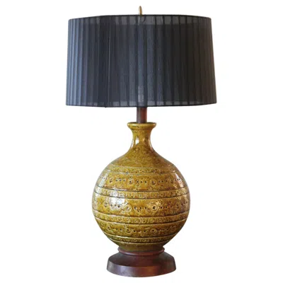 Pre-owned Bitossi Large Italian Mustard Ceramic Lamp By Aldo Londi For  In Yellow