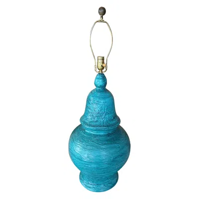 Pre-owned Bitossi Large Mid-century Modern Blue Terracotta Pottery Table Lamp  Style