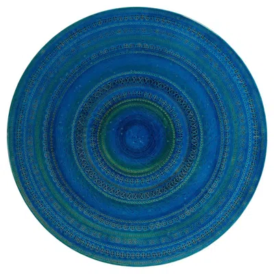 Pre-owned Bitossi Large Round "rimini Blu" Wall Plate By Aldo Londi For , Italy, 1970s In Blue