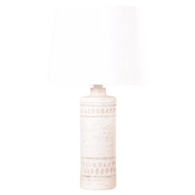 Pre-owned Bitossi Large Table Lamp White Glaze With Shade, Italian Modern Ceramic 1960s