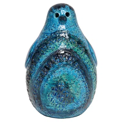 Pre-owned Bitossi Large Vintage Italian Rimini Blu Ceramic Penguin By Aldo Londi For  In Blue