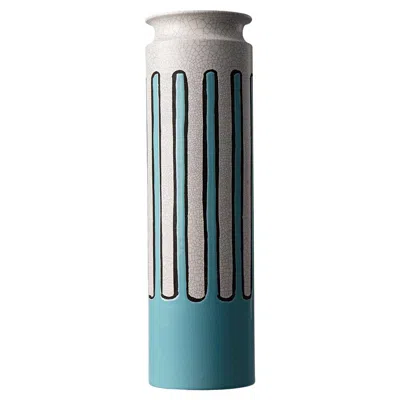 Pre-owned Bitossi Light Blue And White Greek Vase By Aldo Londi