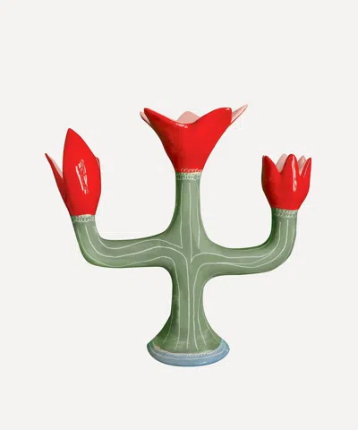 Bitossi Linfa Ceramic Candleholder In Green