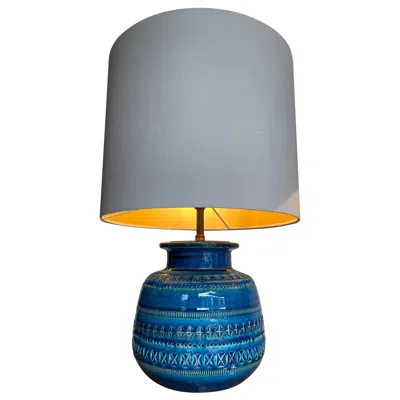 Pre-owned Bitossi Lovely 1960s  Ceramic Lamp By Aldo Londi In Famous "rimini Blue" In Transparent