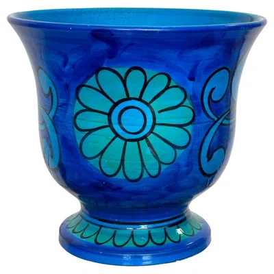 Pre-owned Bitossi Mario Bellini For  / Raymor Rimini Blue Floral Jardiniere
