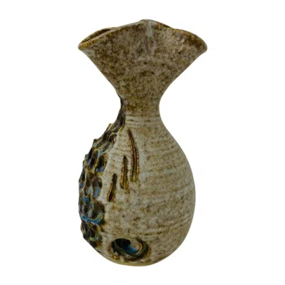 Pre-owned Bitossi Mid Century Ceramic Ikebana Fish Pottery Piece By Dun Caoin In Brown