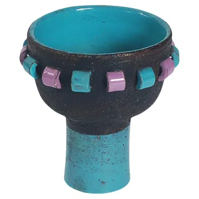 Pre-owned Bitossi Mid Century Italian Post Modern  Ceramic Planter Or Vase After Sottsass In Blue