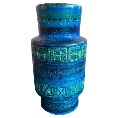 Pre-owned Bitossi Mid Century Modern Vase By  Italy In Blue