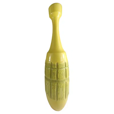 Pre-owned Bitossi Mid Century Modern Vase In Pale Yellow W Multiple Modern & Archaic Impressions