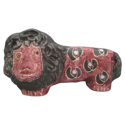 Pre-owned Bitossi Mid-century Aldo Londi  Italian Art Pottery Lion Figurine Sculpture Italy In Brown