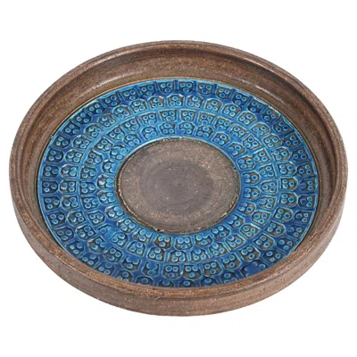 Pre-owned Bitossi Midcentury Aldo Londi Blue Ceramic Italian Centerpiece For , 1960s