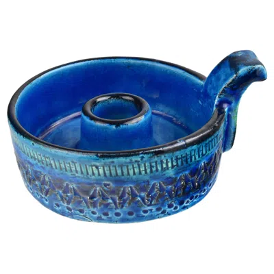 Pre-owned Bitossi Mid-century  Rimini Blu Candle Holder By Aldo Londi, Italy In Blue