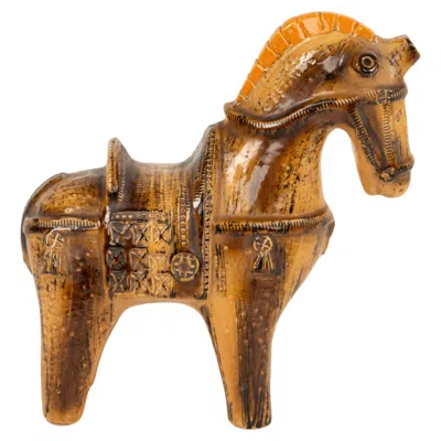 Pre-owned Bitossi Midcentury Horse Sculpture Glazed Ceramic By Aldo Londi For , Italy 1960s In Brown
