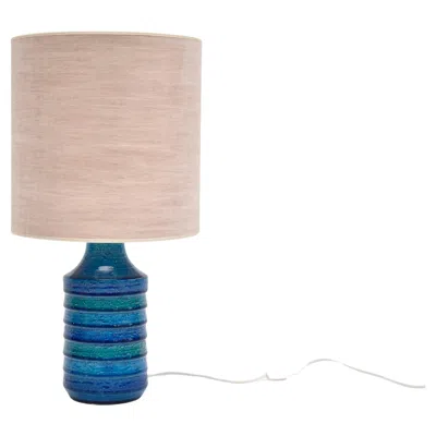 Pre-owned Bitossi Mid-century Italian Ceramic Table Lamp In Blue/green Shade By  In Sand