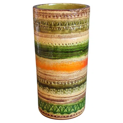 Pre-owned Bitossi Mid-century Italian 'sahara" Ceramic Vase By Aldo Londi For  In Brown