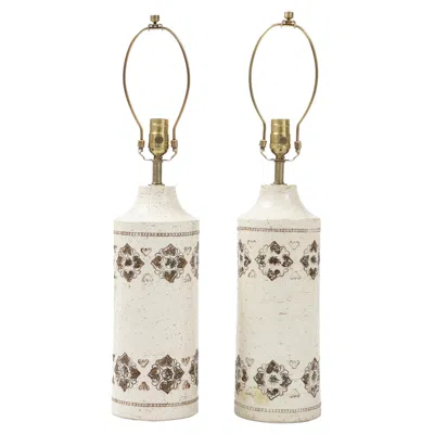 Pre-owned Bitossi Mid-century Modern Birch Tree Glazed Table Lamps, Italy, 1960s In Sand
