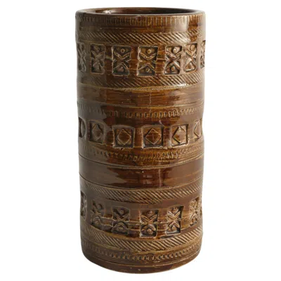 Pre-owned Bitossi Mid-century Modern Brown Stoneware Vase By Aldo Londi For , Italy, 1960s