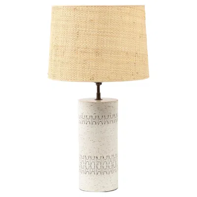 Pre-owned Bitossi Off White Incised Ceramic Table Lamp, Italy 1960's