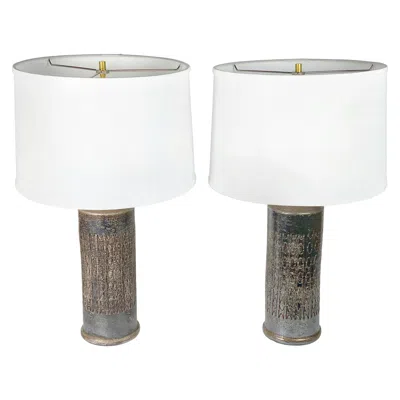 Pre-owned Bitossi Pair Of Black  Lamps, Italy, 1970