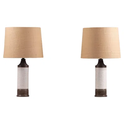 Pre-owned Bitossi Pair Of Italian Ceramic Table Lamps, 1960s In Sand
