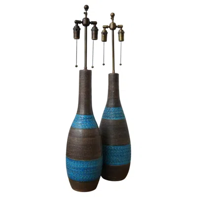 Pre-owned Bitossi Pair Of Large Table Lamps By  In Black