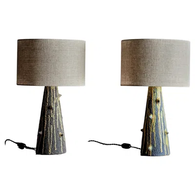 Pre-owned Bitossi Pair Of Table Lamps With Cratered Glaze #2 By , Italy, 1960s In Transparent