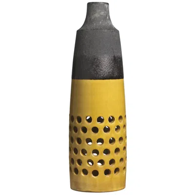 Pre-owned Bitossi Perforated Black Lava Vase In Red