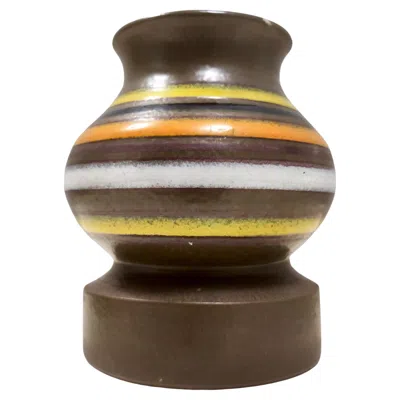 Pre-owned Bitossi Postmodern Brown Enameled Earthenware Vase By