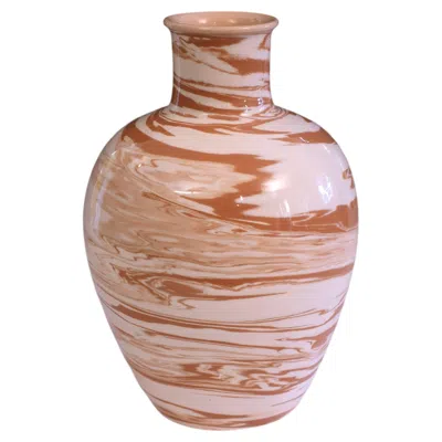 Pre-owned Bitossi Pottery Vase Londi Italian Raymor Marbled Marbleized Swirl Vintage 11.5" In Brown