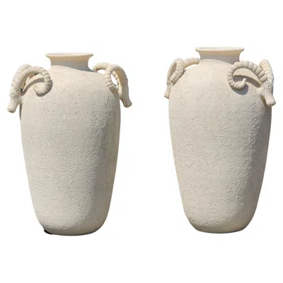 Pre-owned Bitossi Rare Pair Of Large  Archaeological Series Vases, Circa 1980 In Transparent