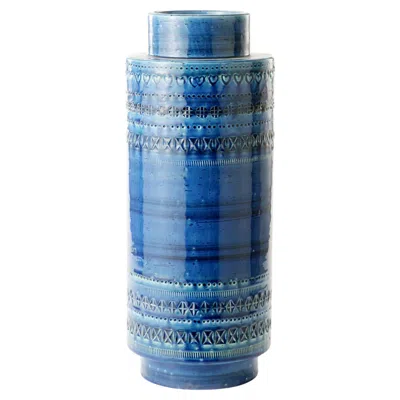 Pre-owned Bitossi Reel Vase By Aldo Londi In Blue