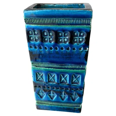Pre-owned Bitossi Rhimini Blue Ceramic Vase By Aldo Londi For , Italy, 1960's
