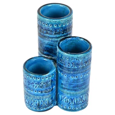 Pre-owned Bitossi Rimini Blu Ceramic Decorative Desk Organizer By Aldo Londi, Italy 1960s In Blue