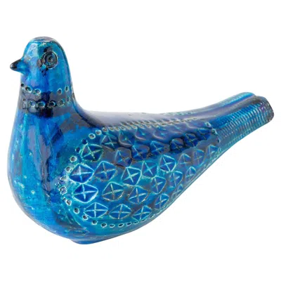 Pre-owned Bitossi Rimini Blu Ceramic Dove Sculpture By Aldo Londi, Italy, 1950s In Blue