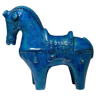 Pre-owned Bitossi Rimini Blu Ceramic Horse Sculpture By Aldo Londi For , Italy, 1960s In Blue
