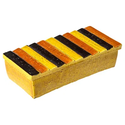 Pre-owned Bitossi Rosenthal Netter Box, Ceramic, Stripes, Orange, Black, Yellow, Signed In Brown
